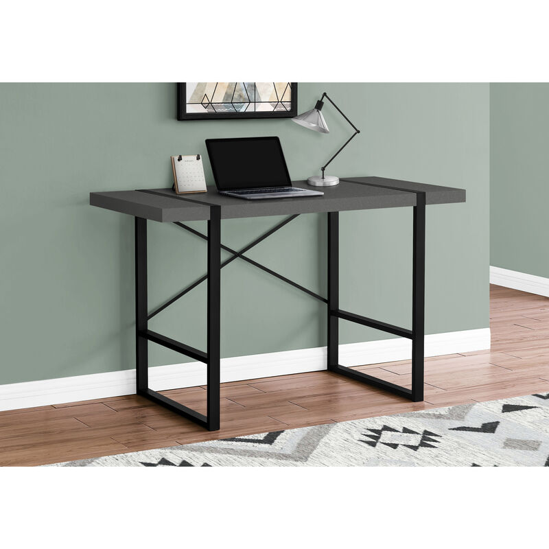 Monarch Specialties I 7660 Computer Desk, Home Office, Laptop, 48"L, Work, Metal, Laminate, Grey, Black, Contemporary, Modern
