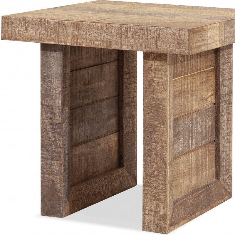 Homezia Solid Wood Butcher Block Style End Or Side Table