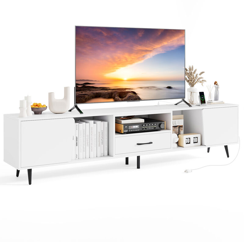 Modern Mid Century TV Stand for 90 Inch TVs with Storage Cabinet image number 3