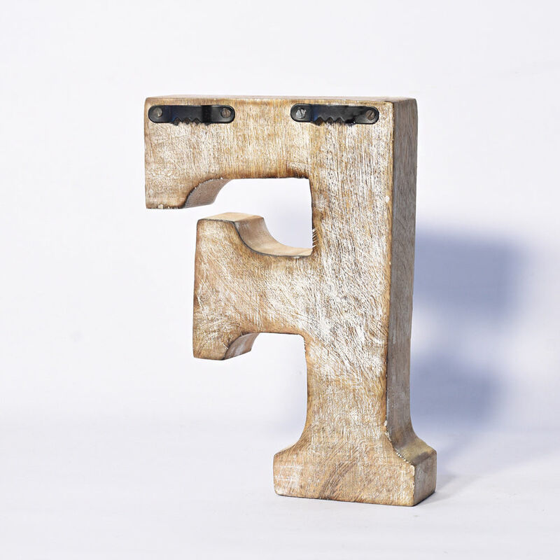 Vintage Natural Handmade Eco-Friendly "F" Alphabet Letter Block For Wall Mount & Table Top Décor