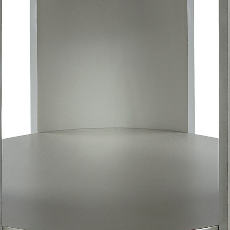 Kyna 26 Inch Side End Table, Modern Sintered Top, 1 Shelf, Round, Champagne Silver - Benzara