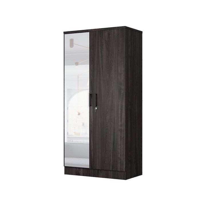 2 Doors Wardrobe Mirrored Door
