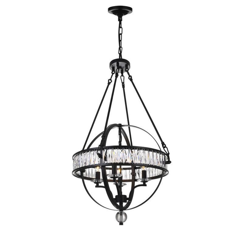 CWI Lighting Arkansas 4 Light Chandelier With Black Finish