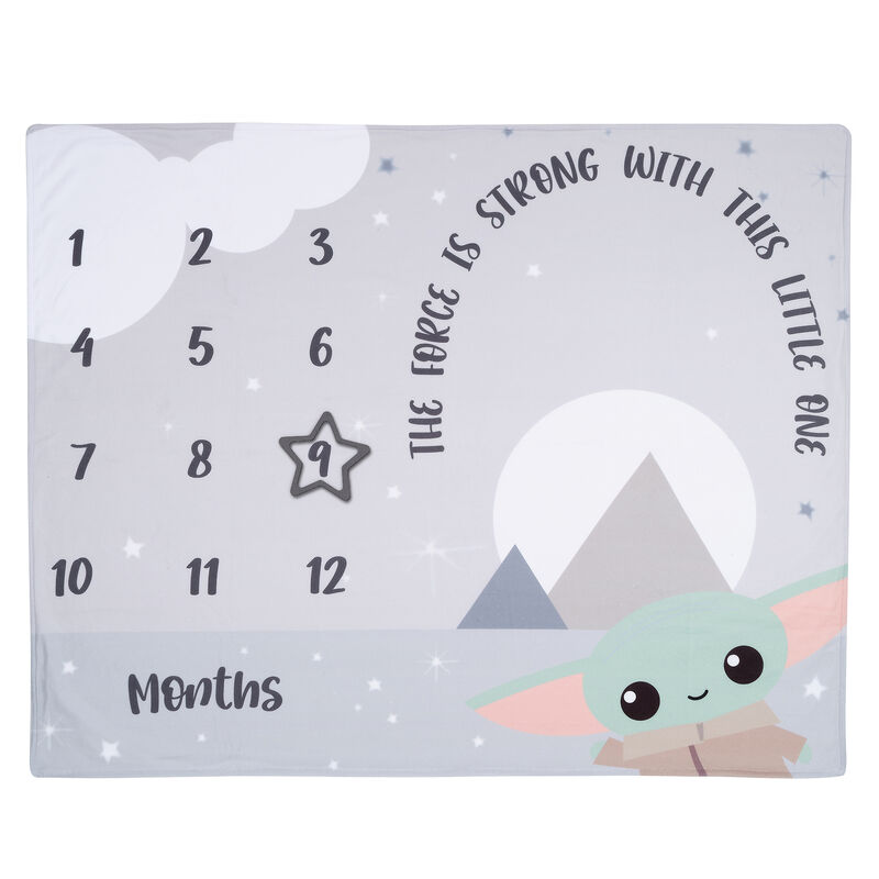 Lambs & Ivy Star Wars The Child/Grogu/Baby Yoda Fleece Milestone Blanket w/ Star