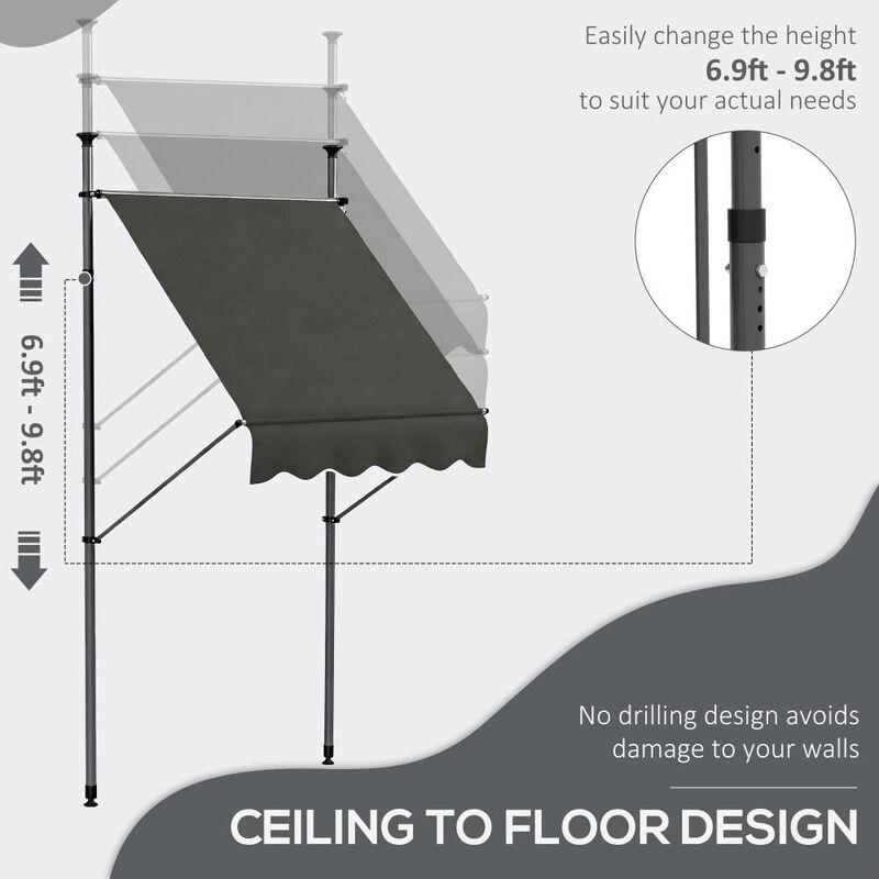 Hivvago Outdoor Retractable Awning with UV Resistant Fabric image number 3