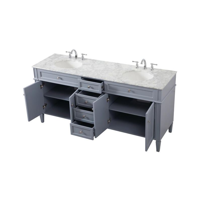 Elegant Kitchen and Bath 72 inch double bathroom vanity in grey