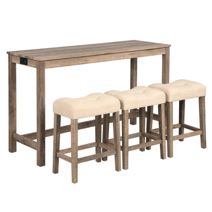Kepfuf 4‑Piece Farmhouse Bar Table Set