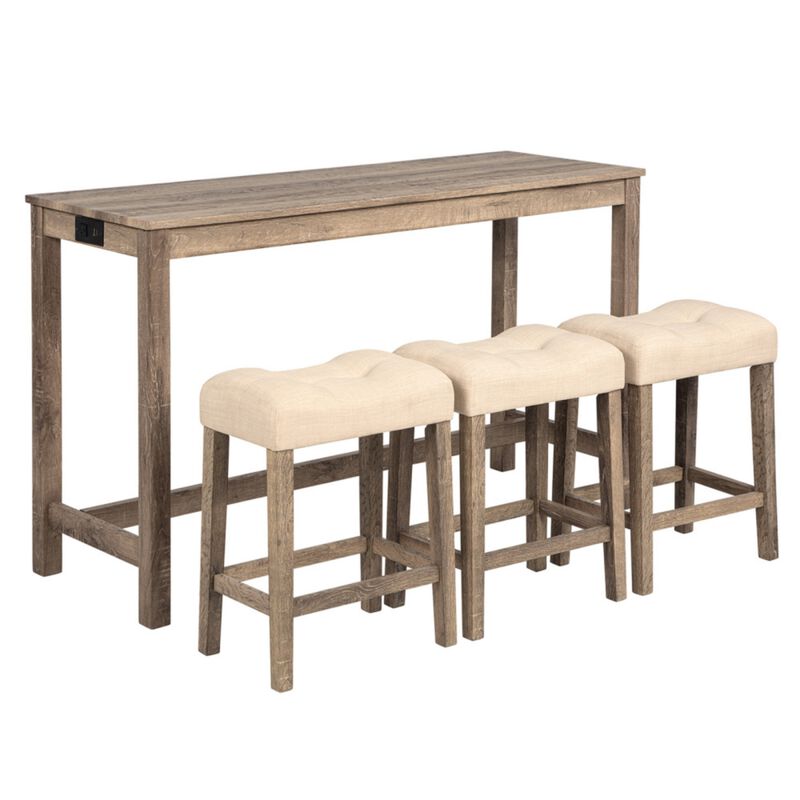 Kepfuf 4‑Piece Farmhouse Bar Table Set image number 0