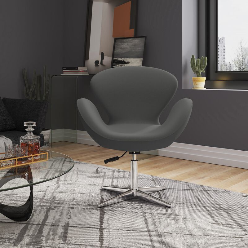 Raspberry Swivel Accent Chair in Gray