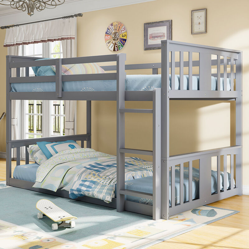 Whisen Twin Over Twin Bunk Bed with Ladder - White