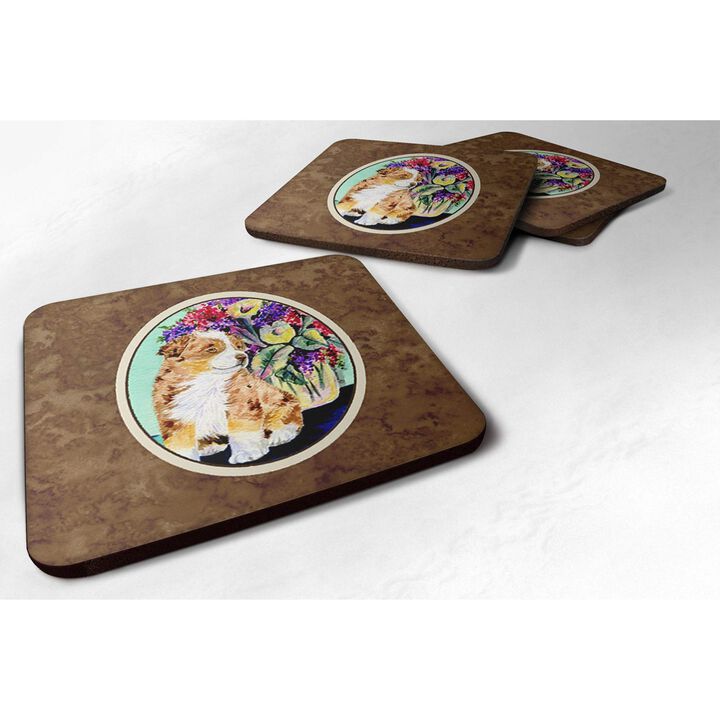 Caroline's Treasures SS8312FC Australian Shepherd Foam Coasters (Set of 4), 3.5 H x 3.5 W, Multicolor