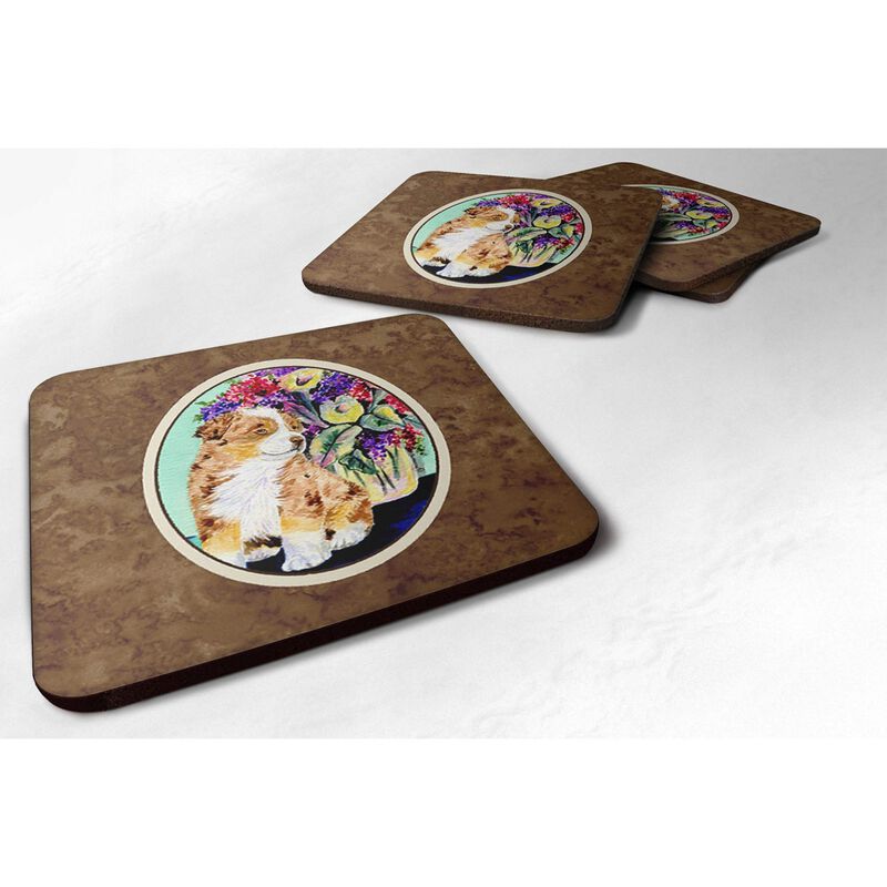 Caroline's Treasures SS8312FC Australian Shepherd Foam Coasters (Set of 4), 3.5 H x 3.5 W, Multicolor image number 0