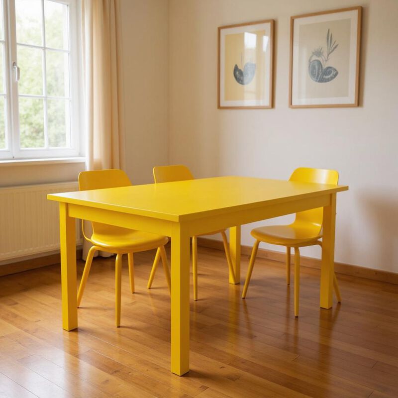 HomeRoots 60" Yellow Solid Wood Dining Table