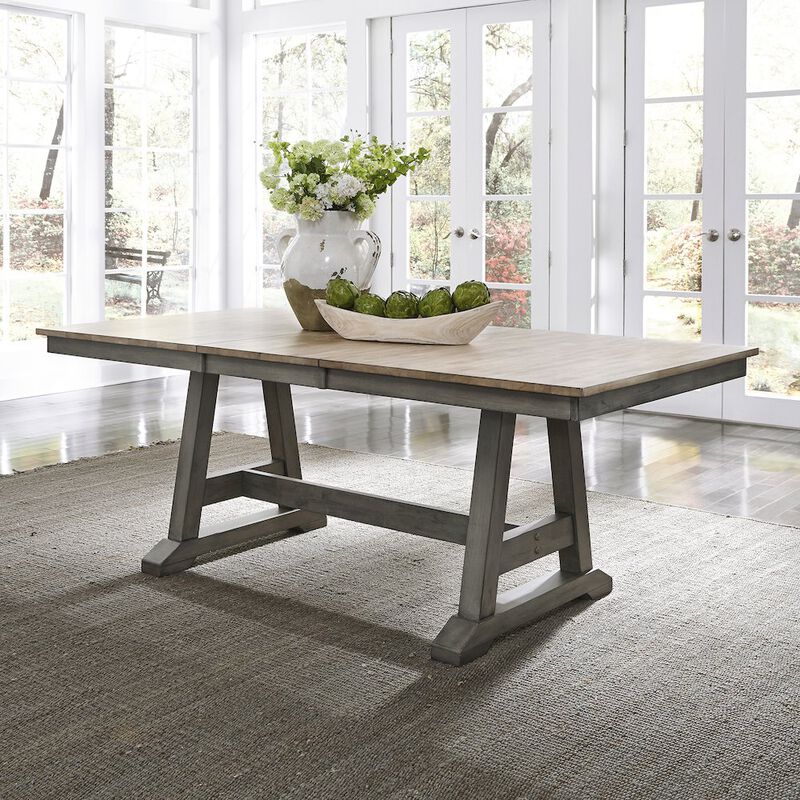 Liberty Furniture Lindsey Farm Trestle Table in Rubberwood Solids & Veneers w/ MDF image number 1