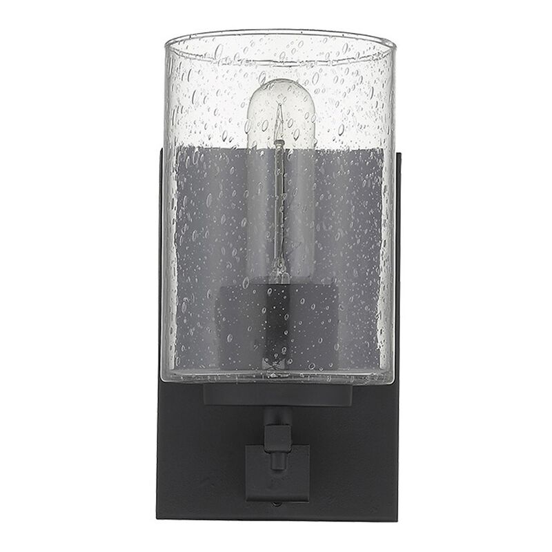 Hivvago Black Metal and Textured Glass Wall Sconce