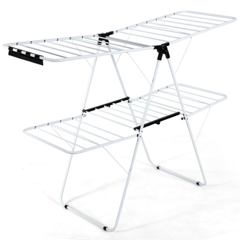 Hivvago 2-Level Foldable Clothes Drying Rack with Adjustable Gullwing