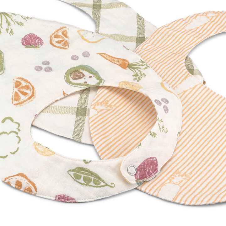 Clementine Fruit & Veggie Cotton Bandana Baby Bib (3 Pack)