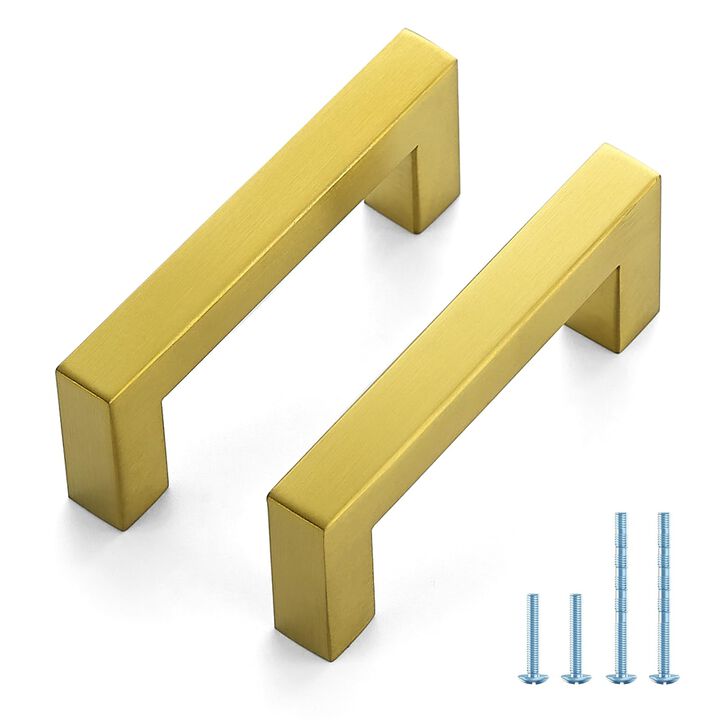 JOY DECOR 20 Pack Cabinet Handles, Gold Cabinet Pulls, 3 Inch Kitchen Handles Square Drawer Pulls Stainless Steel Drawer Hardwar