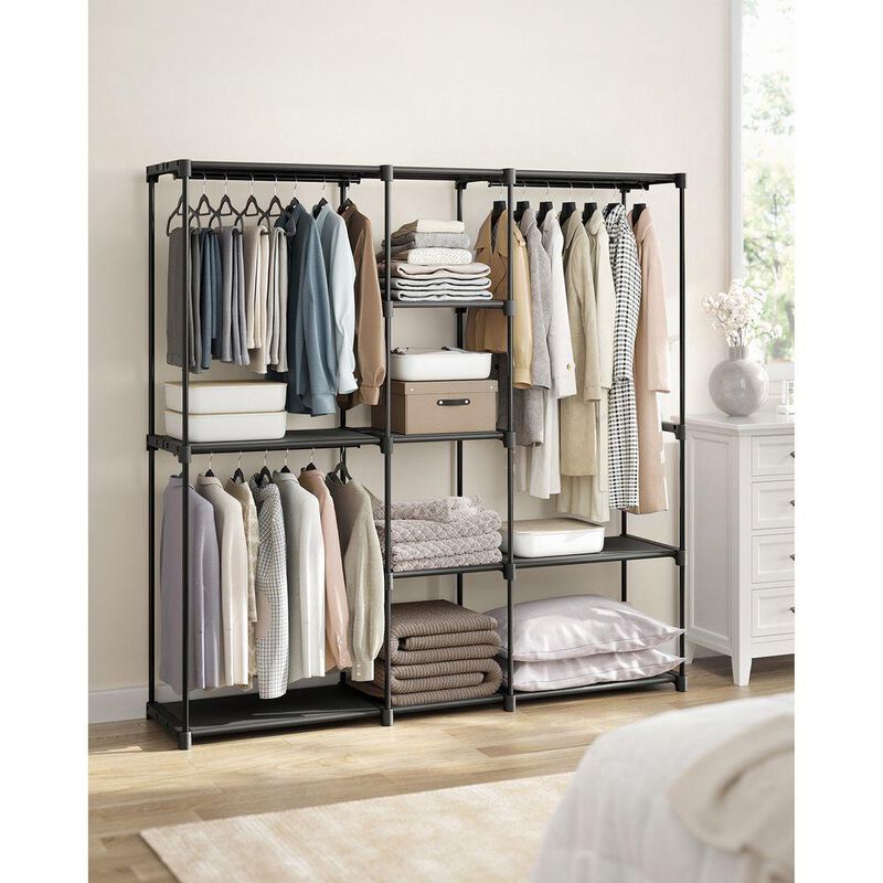 Double Rod Closet Rack &ndash; Heavy-Duty Freestanding Organizer with Storage Shelves