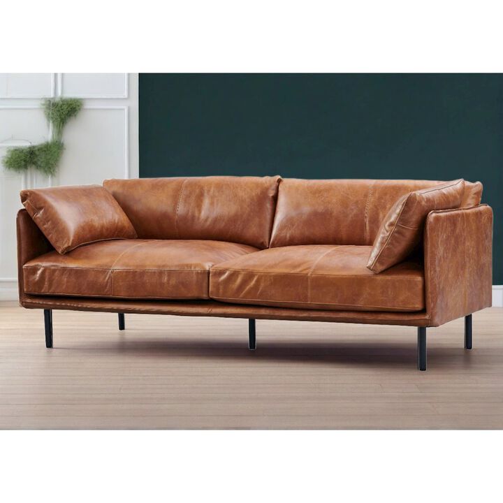 Crafters and Weavers Venezia Industrial Modern Love Seat - Light Brown Leather