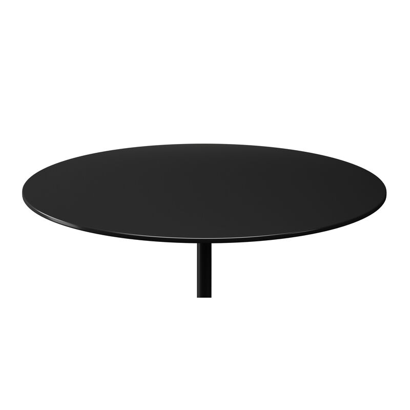 HomeRoots 17" Black Steel And Stone Round Coffee Table