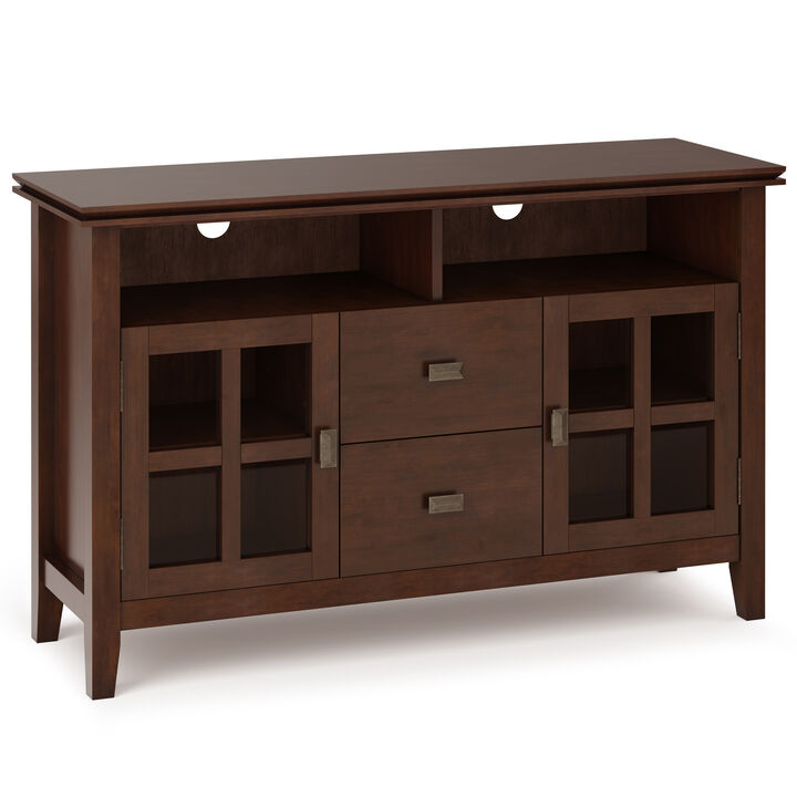 Artisan SOLID WOOD 48 inch Wide Contemporary TV Media Stand in Russet Brown For TVs up to 55 inches