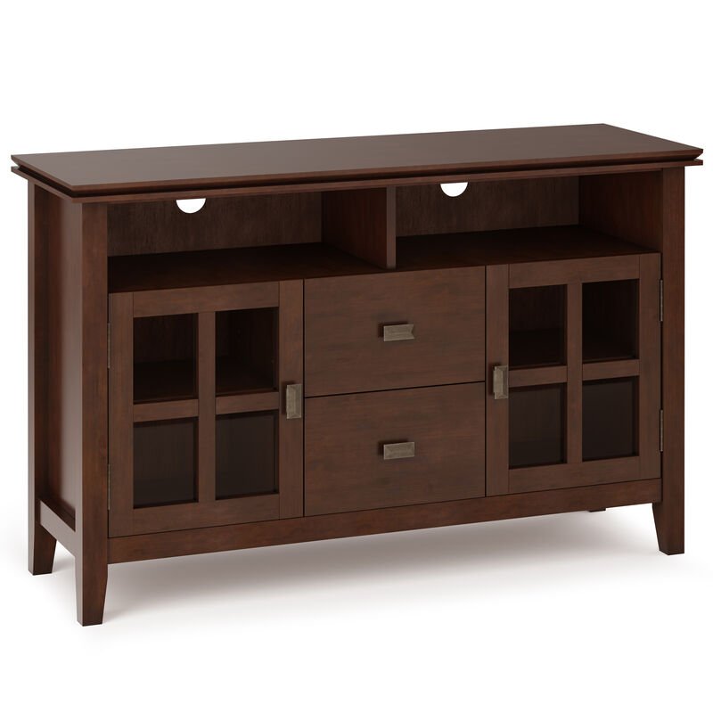 Artisan SOLID WOOD 48 inch Wide Contemporary TV Media Stand in Russet Brown For TVs up to 55 inches