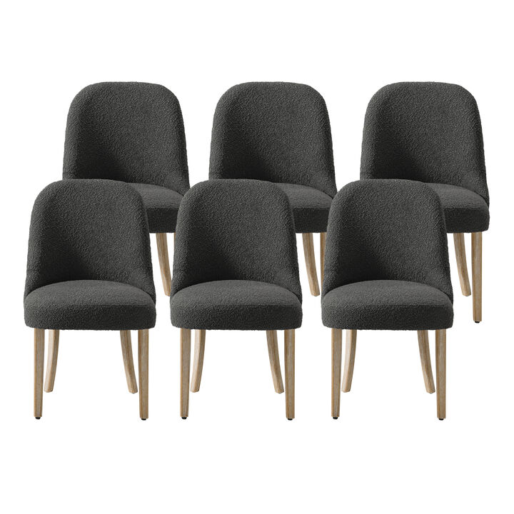 WestinTrends Mid-Century Modern Upholstered Boucle Dining Chair (Set of 6)
