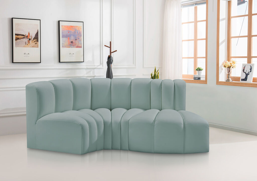 Meridian Furniture Arc Mint Green Vegan Leather Modular Sofa