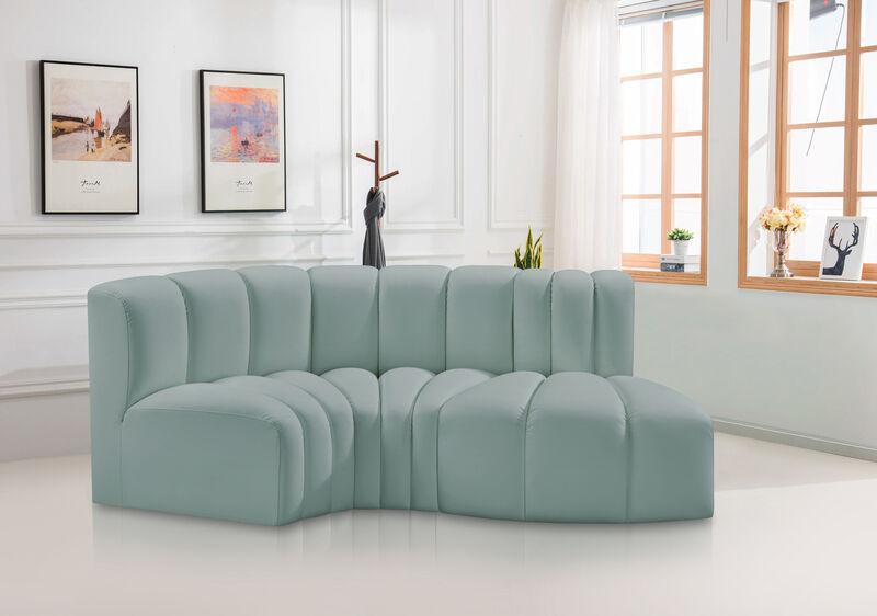 Meridian Furniture Arc Mint Green Vegan Leather Modular Sofa