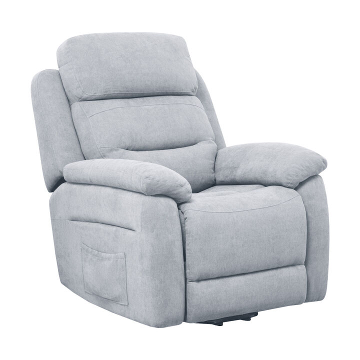 Power Lift Recliner Sofa with Side Pocket and Remote Control-Gray