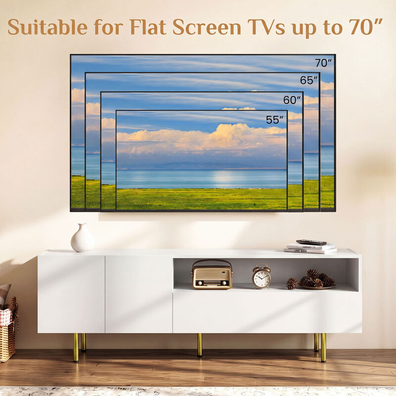 Modern Entertainment Center TV Stand with Storage Cabinet and Metal Legs image number 6