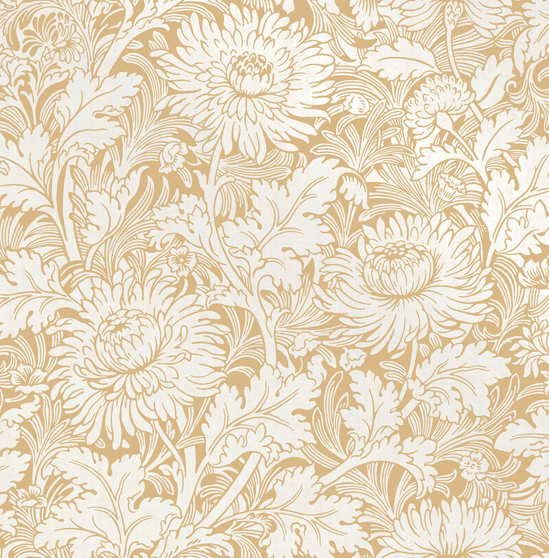 Zinnia Mustard Floral Wallpaper image number 0