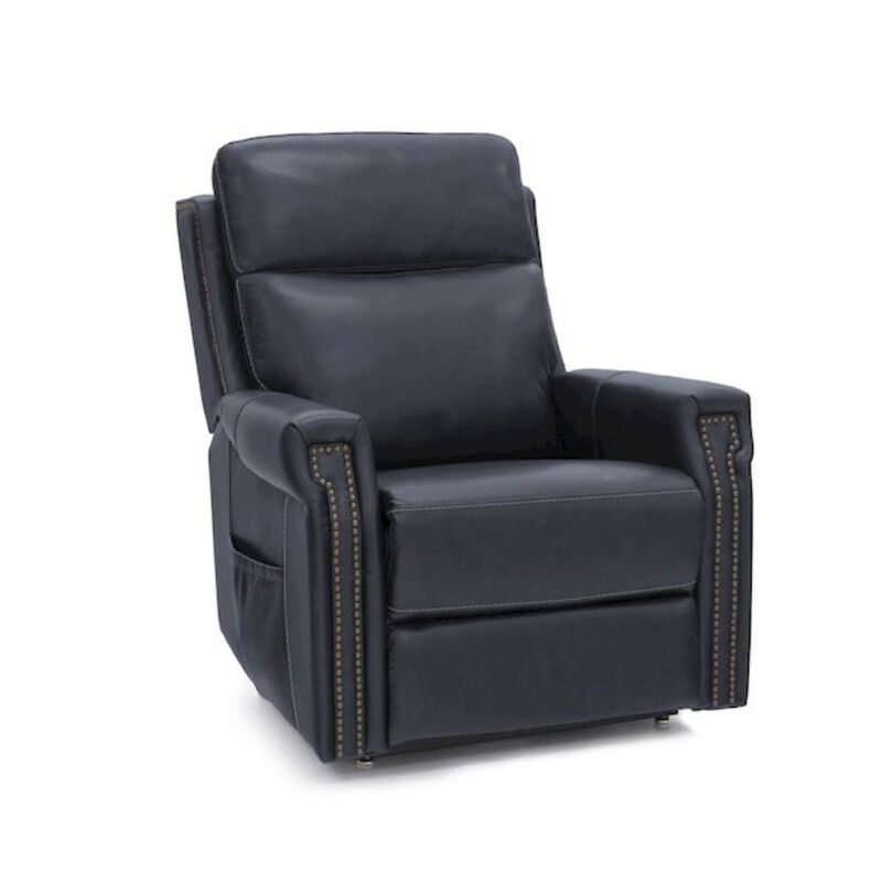 Blue Leather Recliner Chair with Lift, Heat, Power Headrest, and USB image number 0