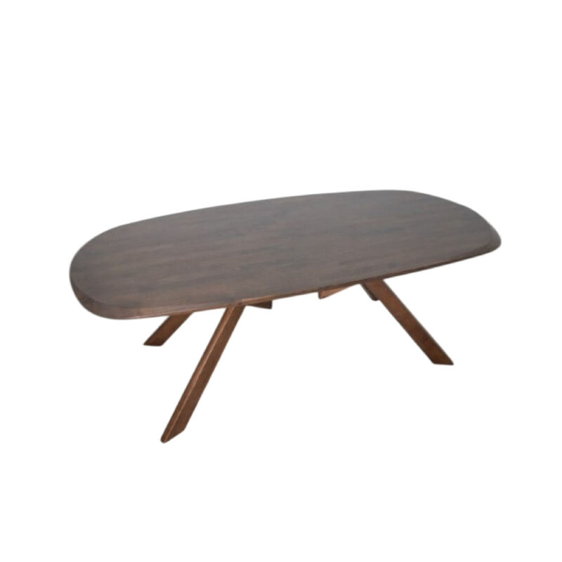 Ziva Dining Table, 3D Edges, Brown Full Solid Wood 83 Inch Rectangular