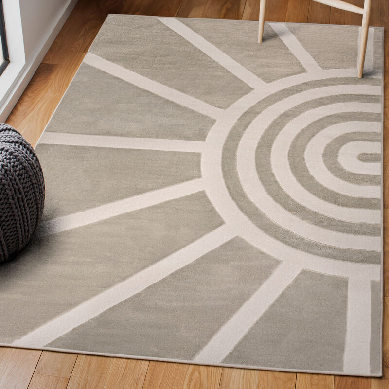 Aelius MidCentury Scandinavian Abstract Sun Two-Tone High-Low Area Rug