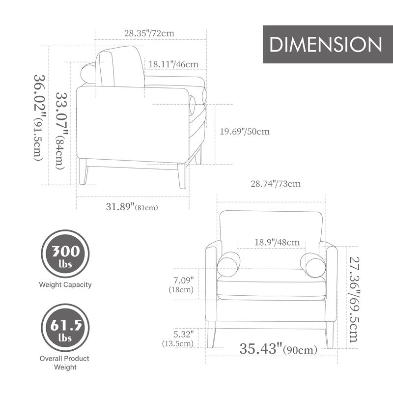 Merax Boucle Fabric Accent Chair with Pocket Springs