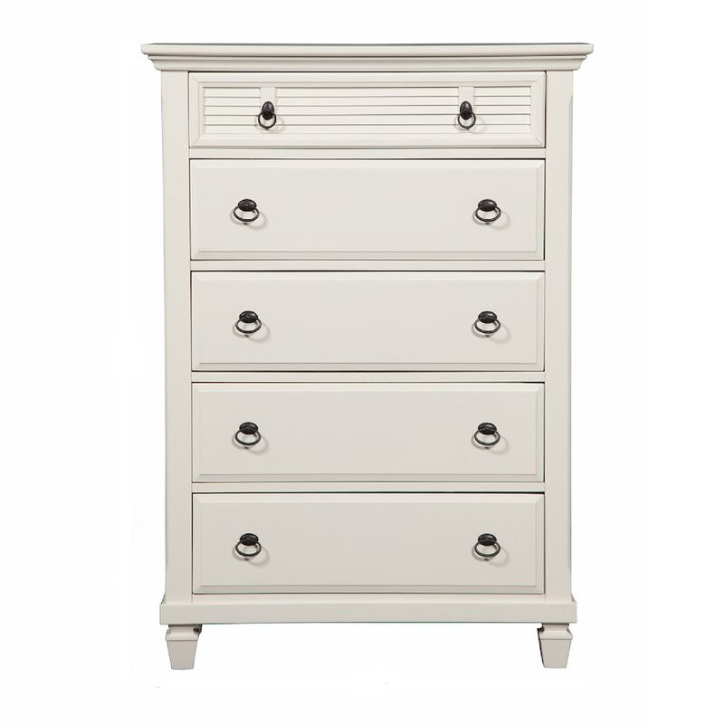 Alpine Furniture Winchester 5 Drawer Chest, White image number 2