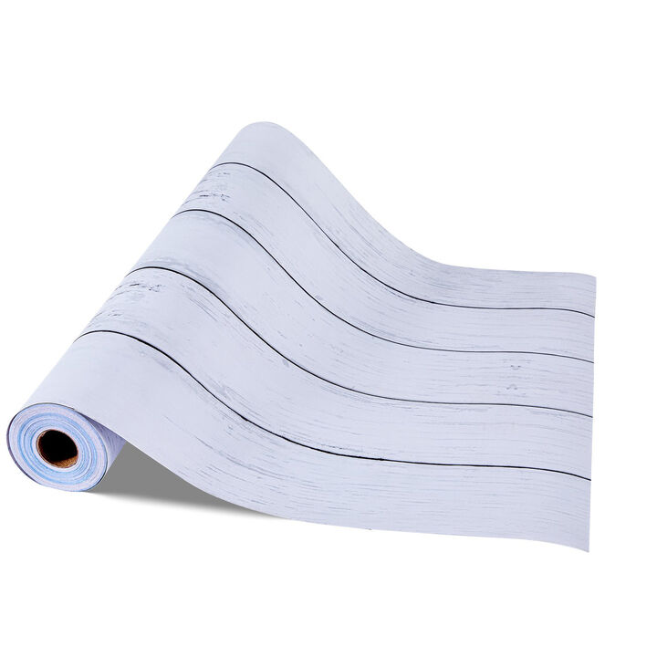 Self Adhesive White Wood Wallpaper, Waterproof Peel and Stick Contact Paper for Cabinets & Walls-White