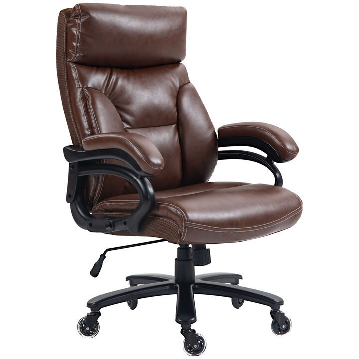 Vinsetto Big and Tall 400lbs Executive Office Chair with Heavy Duty Metal Base and Wheels, Large High Back Ergonomic Computer Desk Chair, Dark Brown
