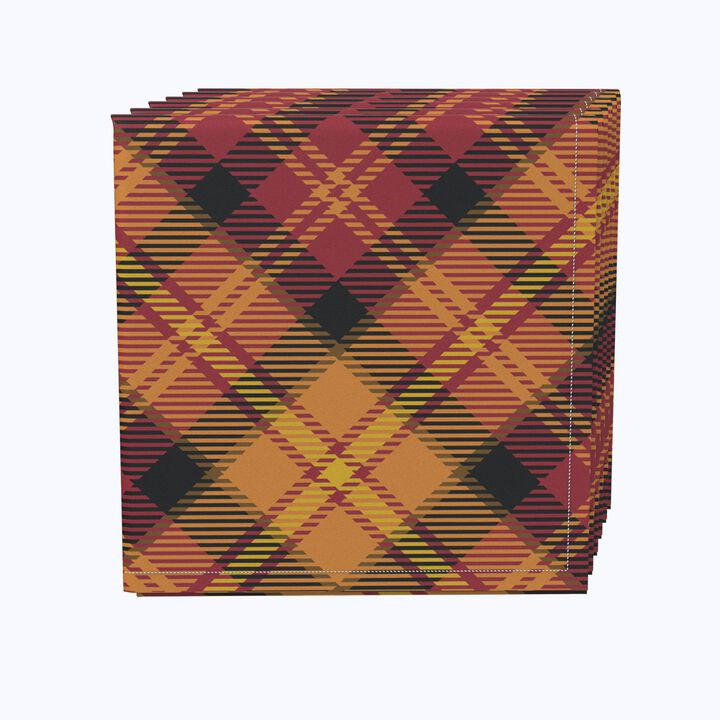 Fabric Textile Products, Inc. Napkin Set, 100% Polyester, Set of 4, Plaid, Fall Harvest