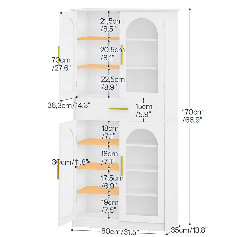 Shoe Rack Cabinet with 7 Tiers, LED Light Strip and Adjustable Storage Shelves-White image number 2