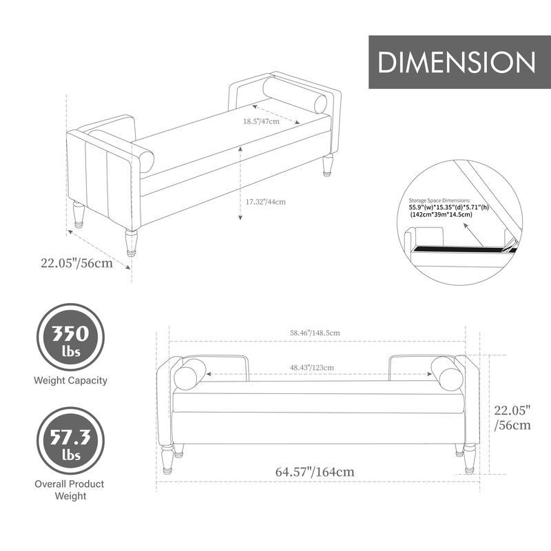 Semsuk Storage Bed Bench image number 8