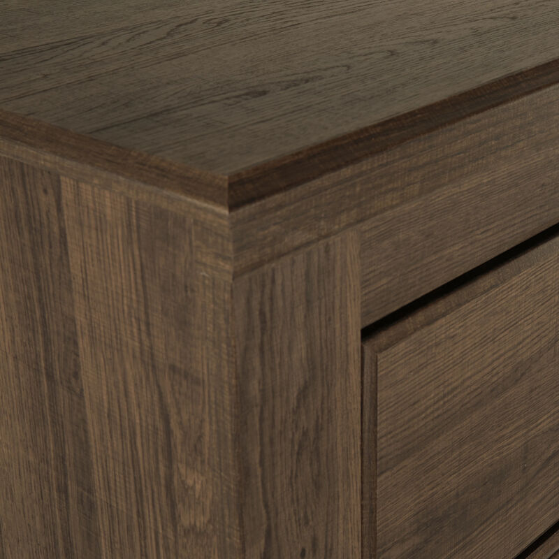 Rye Tall Dresser Chest, 5 Drawers, Modern Classic Laminate Dark Brown - Benzara