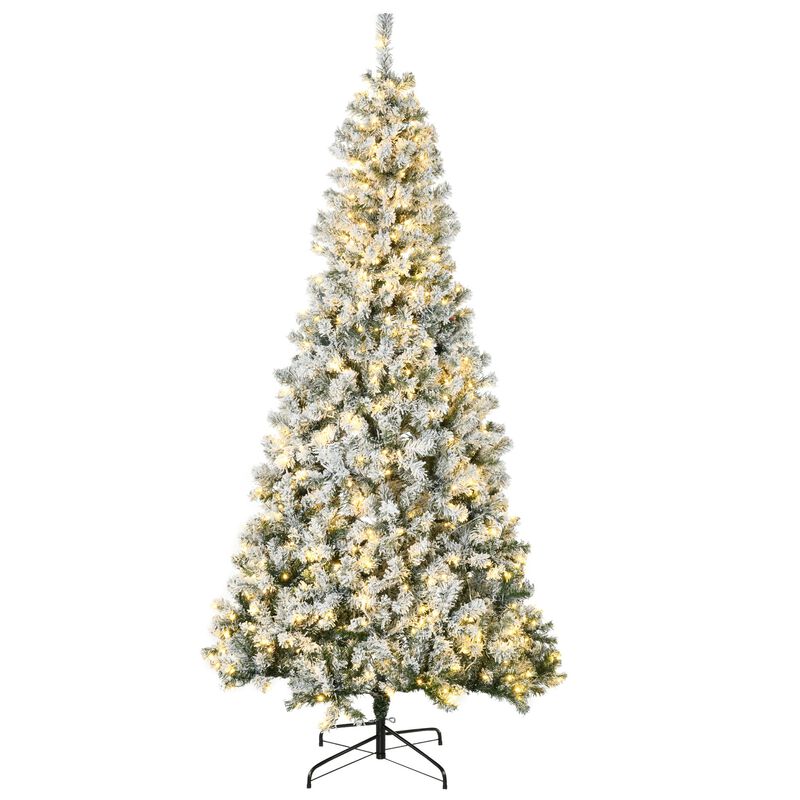 7.5ft Tall Prelit Artificial Christmas Tree Holiday Decor with 1188 Snow Flocked Branches