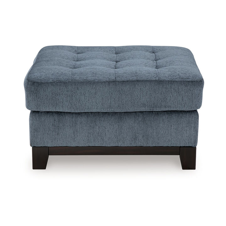 Maxo Accent Ottoman, 36 Inch Square, Soft Tufted Rich Blue Polyester - Benzara