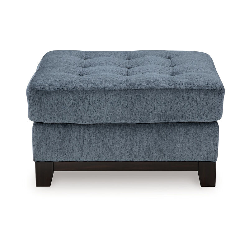 Maxo Accent Ottoman, 36 Inch Square, Soft Tufted Rich Blue Polyester - Benzara