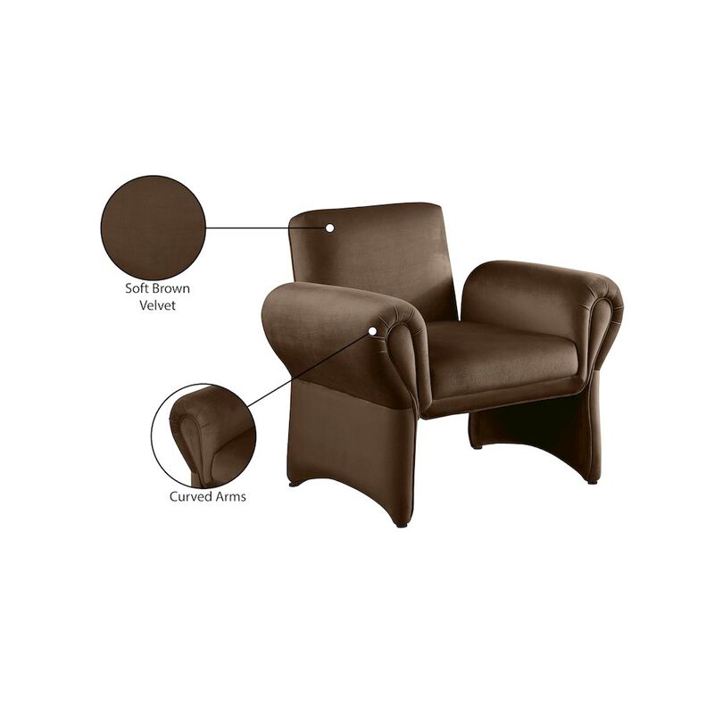 Meridian Furniture Fleurette Brown Velvet Accent Chair
