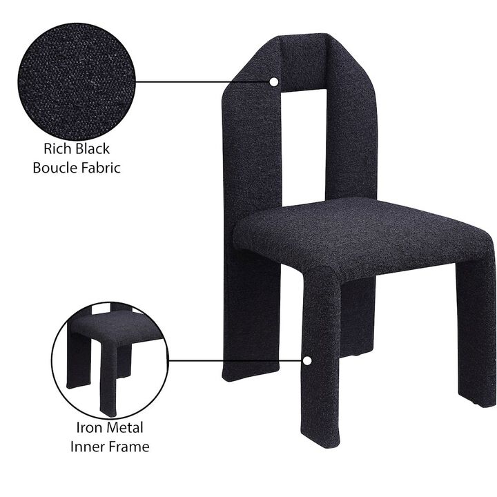 Meridian Furniture Bennett Black Boucle Fabric Dining Chair, Set of 2