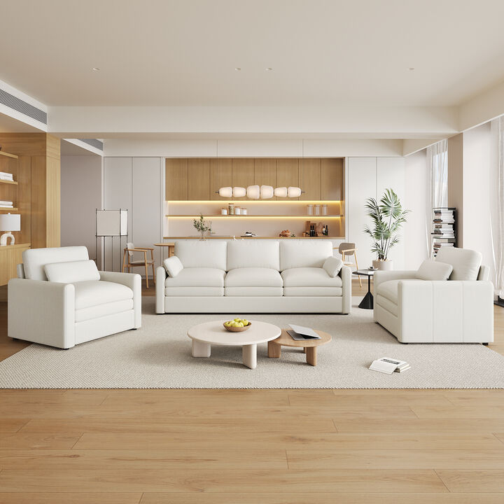 Oversized Double Cushion Sofa Couch, Cloud-Like Plush Upholstered Comfy Living Room Furniture Set